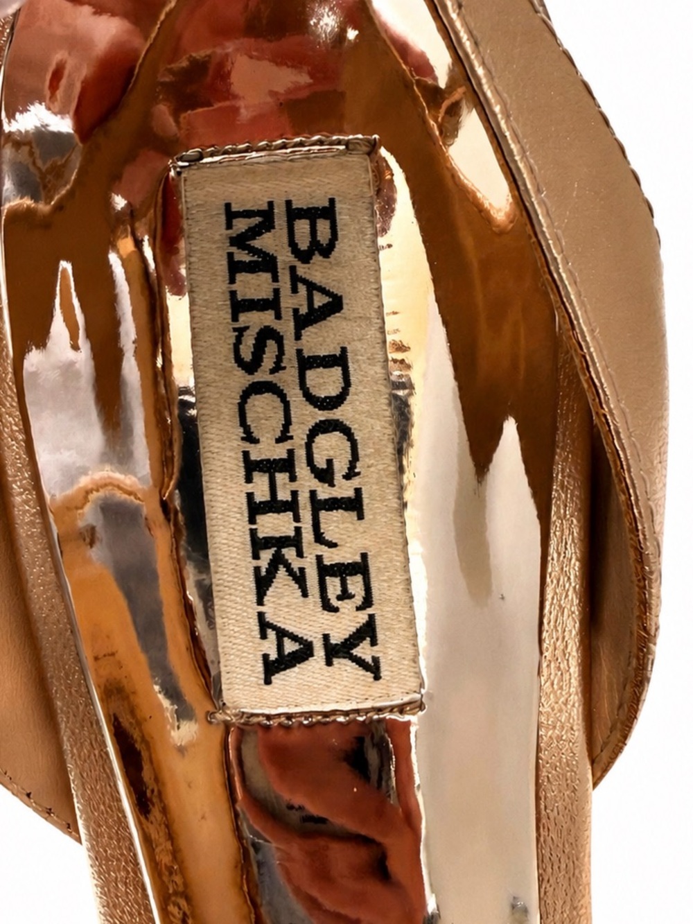 Badgley Mischka Rose Gold Crystal T-Strap Heels Size 8 - Picture 7 of 10